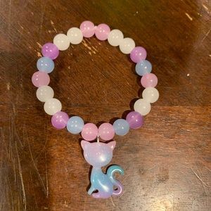 New handmade glass bead bracelet with cat charm